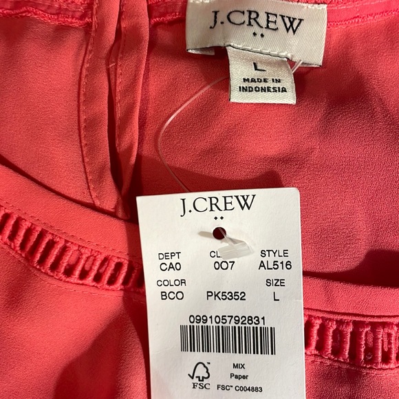 NWT J. Crew Short-Sleeve Top with Ladder Trim - Neon Pink / Coral - Size Large - Picture 3 of 10
